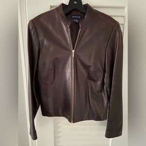Genuine leather bomber jacket